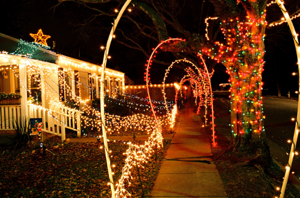 this image show Christmas stake lighting installation in Sacramento, CA